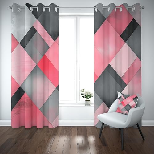 Kioldoq Geometrie Diamant Vorhang mit Osen, Modern Einfache Thermovorhang Kälteschutz, Gardinen Blickdicht Fashion 2er Set 160x140 cm Blackout Curtain für Schlafzimmer Wohnzimmer von Kioldoq