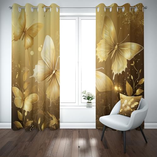 Kioldoq Gitarre Musik Vorhang Blickdicht Schlafzimmer, Rockmusik Botanisch Gardinen Wohnzimmer 2er Set, Blüten Pflanzen Verdunklungsgardine Mit Ösen, Thermovorhang Kälteschutz 225x140 cm von Kioldoq