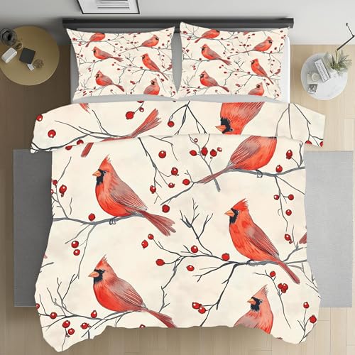 Kioldoq Kardinal Vogel Bettwäsche Mikrofaser, Tier Winter Deckenbezug 220x240 cm, Stechpalmenbeeren Bettbezüge Bügelfrei Mit Reißverschluss 3 Teiliges, Wendebettwäsche Und Kissenbezug Kioldoq Kardinal Vogel Bettwäsche Mikrofaser, Tier Winter Deckenbezug 220x240 cm, Stechpalmenbeeren Bettbezüge Bügelfrei Mit Reißverschluss 3 Teiliges, Wendebettwäsche Und Kissenbezug von Kioldoq
