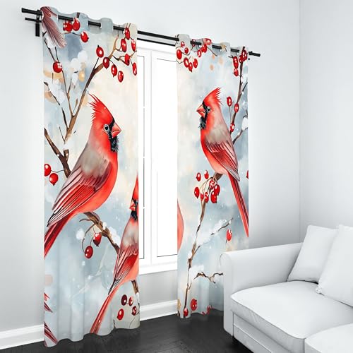 Kioldoq Kardinal Vogel Vorhang Blickdicht Schlafzimmer, Tier Winter Gardinen Wohnzimmer 2er Set, Stechpalmenbeeren Verdunklungsgardine Mit Ösen, Thermovorhang Kälteschutz 183 x 117 cm Kioldoq Kardinal Vogel Vorhang Blickdicht Schlafzimmer, Tier Winter Gardinen Wohnzimmer 2er Set, Stechpalmenbeeren Verdunklungsgardine Mit Ösen, Thermovorhang Kälteschutz 183 x 117 cm von Kioldoq