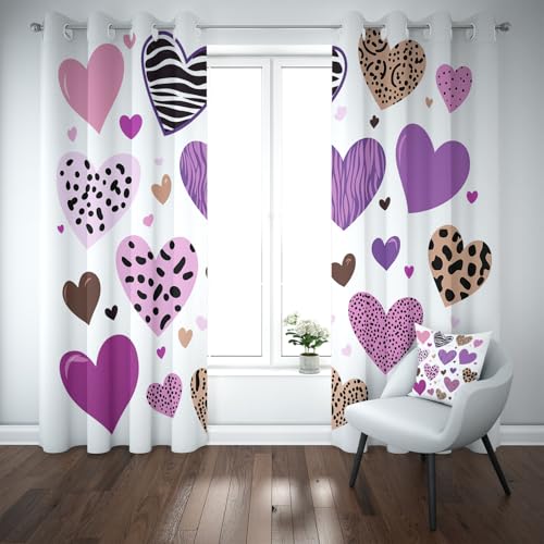 Kioldoq Leopard Herz Vorhang Blickdicht Schlafzimmer, Romantisch Gardinen Wohnzimmer 2er Set, Valentinstag Fashion Verdunklungsgardine Mit Ösen, Thermovorhang Kälteschutz 225x140 cm Kioldoq Leopard Herz Vorhang Blickdicht Schlafzimmer, Romantisch Gardinen Wohnzimmer 2er Set, Valentinstag Fashion Verdunklungsgardine Mit Ösen, Thermovorhang Kälteschutz 225x140 cm von Kioldoq