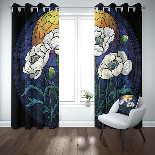 Kioldoq Mohn Blumenmuster Verdunkelungsvorhang Ösen, Floral Botanisch Vorhang Blickdicht 2er Set, Blüten Curtain Blackout Schlafzimmer, Thermovorhang Kälteschutz, Gardinen Wohnzimmer 245x140 cm Kioldoq Mohn Blumenmuster Verdunkelungsvorhang Ösen, Floral Botanisch Vorhang Blickdicht 2er Set, Blüten Curtain Blackout Schlafzimmer, Thermovorhang Kälteschutz, Gardinen Wohnzimmer 245x140 cm von Kioldoq