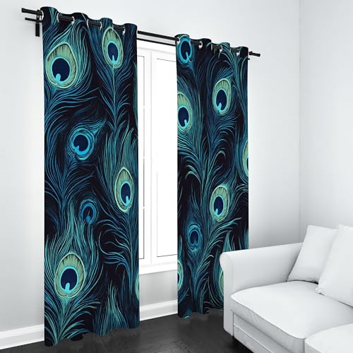 Kioldoq Pfau Feder Vorhang Blickdicht Schlafzimmer, Blau Vogel Gardinen Wohnzimmer 2er Set, Modern Kunst Verdunklungsgardine Mit Ösen, Thermovorhang Kälteschutz 183 x 117 cm Kioldoq Pfau Feder Vorhang Blickdicht Schlafzimmer, Blau Vogel Gardinen Wohnzimmer 2er Set, Modern Kunst Verdunklungsgardine Mit Ösen, Thermovorhang Kälteschutz 183 x 117 cm von Kioldoq
