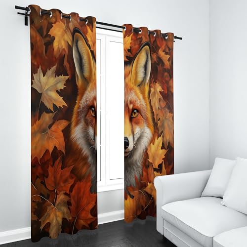Kioldoq Tier Blatt Vorhäng Blickdichte 137x117 cm, Niedlich Fuchs Verdunklungsvorhänge Mit Ösen, Ahornblatt Herbst Gardinen Blackout, Schallschutz Vorhänge, Thermovorhang Kälteschutz 2er Set Kioldoq Tier Blatt Vorhäng Blickdichte 137x117 cm, Niedlich Fuchs Verdunklungsvorhänge Mit Ösen, Ahornblatt Herbst Gardinen Blackout, Schallschutz Vorhänge, Thermovorhang Kälteschutz 2er Set von Kioldoq