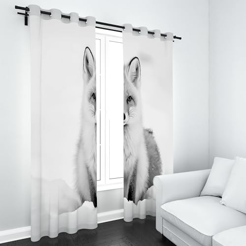 Kioldoq Tier Winter Vorhang 160x140cm, Niedlich Fuchs Gardinen Blickdicht, Lebensecht Thermovorhang Kälteschutz 2er Set, Blackout Curtain, Schallschutz Vorhang Ösen Wohnzimmer Schlafzimmer Kioldoq Tier Winter Vorhang 160x140cm, Niedlich Fuchs Gardinen Blickdicht, Lebensecht Thermovorhang Kälteschutz 2er Set, Blackout Curtain, Schallschutz Vorhang Ösen Wohnzimmer Schlafzimmer von Kioldoq