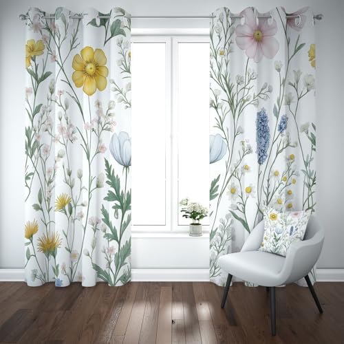 Kioldoq Wildblumen Floral Vorhang Ösen Verdunkelung, Blüten Botanisch Vorhange 220x140 cm, Blumenmuster Pflanzen Blickdichte Gardinen Wohnzimmer 2er Set, Thermovorhang Kälteschutz Schlafzimmer Kioldoq Wildblumen Floral Vorhang Ösen Verdunkelung, Blüten Botanisch Vorhange 220x140 cm, Blumenmuster Pflanzen Blickdichte Gardinen Wohnzimmer 2er Set, Thermovorhang Kälteschutz Schlafzimmer von Kioldoq