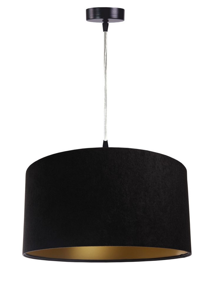 Kiom Pendelleuchte Hängeleuchte Jalua P Velours black & gold Ø 40 cm, höhenverstellbar bei der Montage, Leuchtmittel nicht inklusive, Leuchtmittel abhängig von Kiom