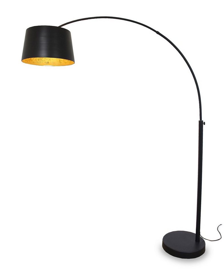 Kiom Stehlampe Bogenleuchte Glarona matt schwarz + blattgold 207 cm, höhenverstellbar, Leuchtmittel nicht inklusive, Leuchtmittel abhängig von Kiom