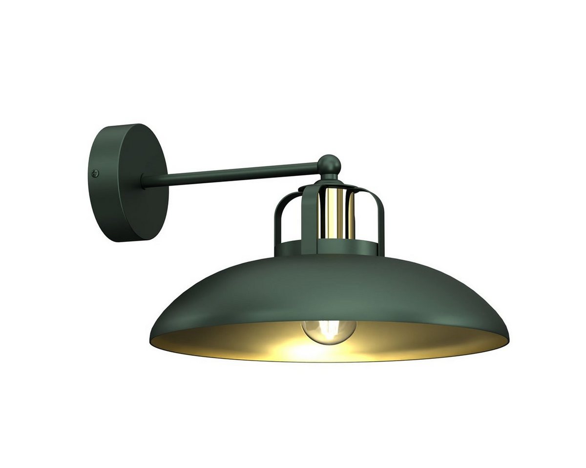 Kiom Wandleuchte Wandlampe Visalia W grün / gold E27 Metall 34 cm, für wechselbare Leuchtmittel, Leuchtmittel nicht inklusive, Leuchtmittel abhängig von Kiom