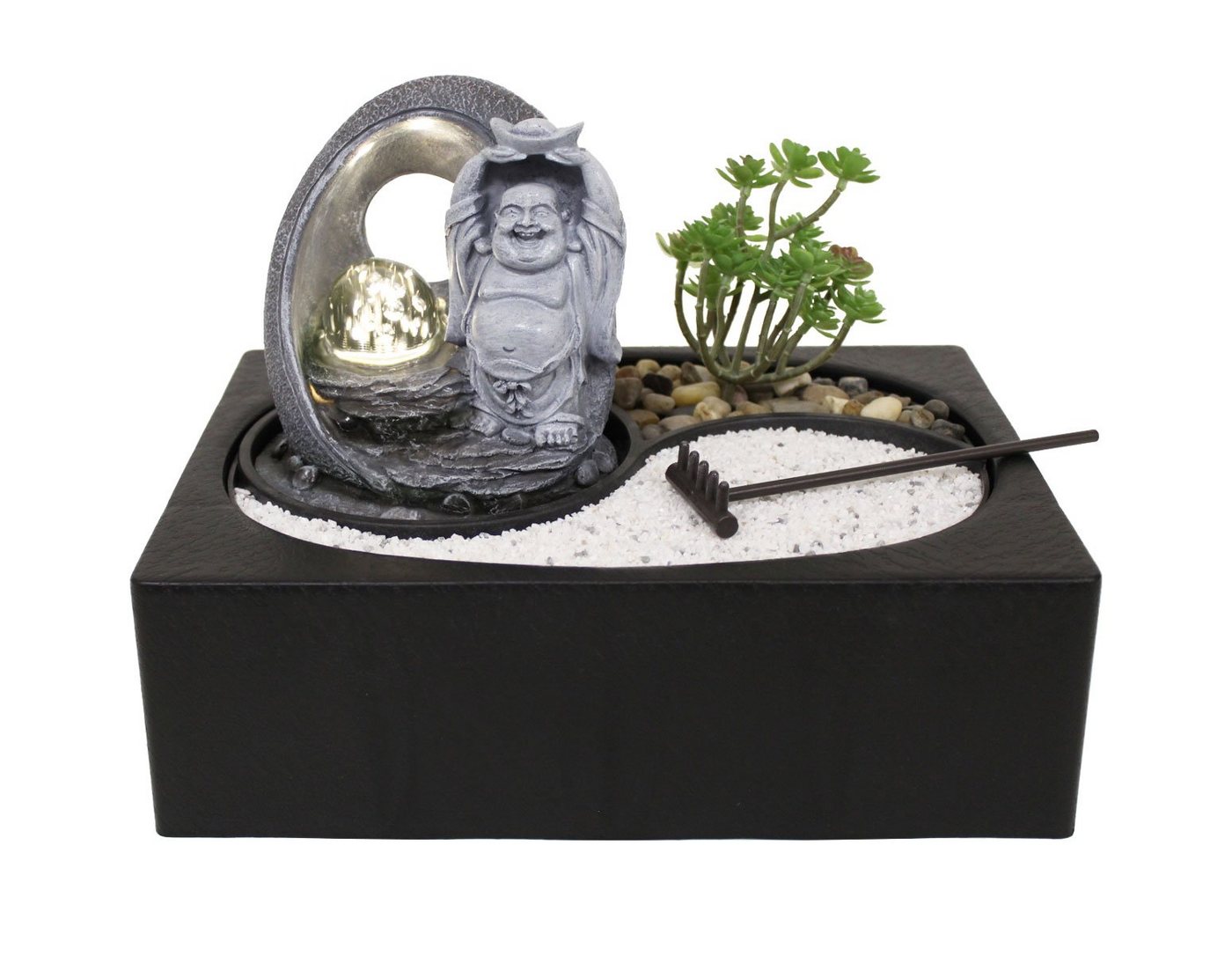 Kiom Zimmerbrunnen Tischbrunnen Zen Garten ZenGarden LietoBuddha Led, 28.8 cm Breite von Kiom