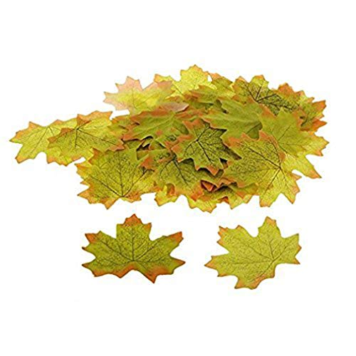 Künstliche Herbst-Ahornblätter von Kioneer, bunter Seidenstoff, für Blatt-Party, Hochzeit und zur Dekoration Zuhause 200Pcs grün von Kioneer