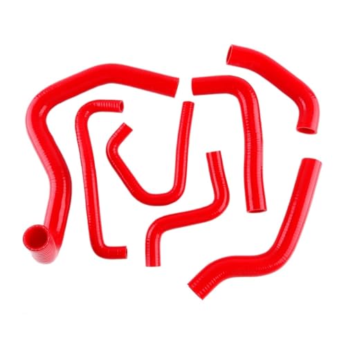 For 2007–2008 kompatibel mit Ninja ZX6R ZX6 ZX600 07 08 Kühler-Kühlmittelschläuche-Set, Silikonschläuche, 7 Stück, 10 Farben(Red) von KiooS
