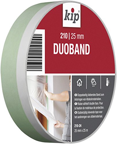 Kip Tape 210-24 Duoband – Doppelseitiges Klebeband aus PVC zum Anbringen von Abdeckfolie – Selbstklebendes Schutzband zum Streichen & Lackieren – 25mm x 25m von kip