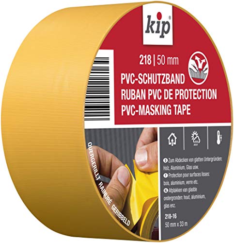 Kip Tape 218-16 Schutzband – Quergerilltes Abklebeband aus PVC zum Schutz glatter Untergründe – Selbstklebendes Klebeband zum Streichen & Lackieren – 50mm x 33m Kip Tape 218-16 Schutzband – Quergerilltes Abklebeband aus PVC zum Schutz glatter Untergründe – Selbstklebendes Klebeband zum Streichen & Lackieren – 50mm x 33m von kip