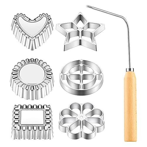 Kipebep Achappam Backform Bunuelos Form mit Rosette Set, Stern Kreis Quadratisch Form für Küche Kochen Frittieren von Kipebep