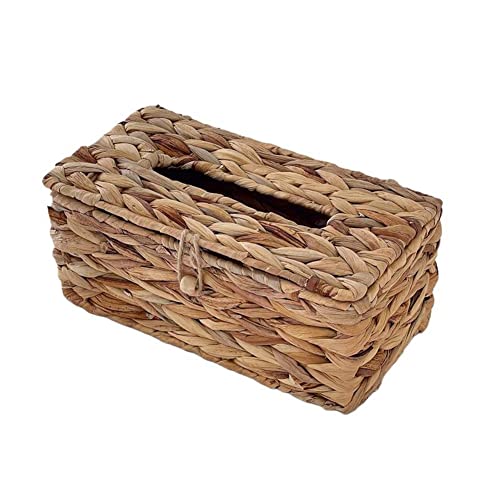 Kipebep Taschentuchbox, gewebt, aus Hyazinthe, Deckel aus Rattan, Box mit , für den Haushalt, Box mit Pumppapier zur Aufbewahrung von Kipebep