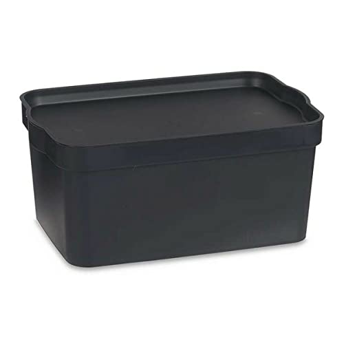 Aufbewahrungsbox mit Deckel Anthrazit Kunststoff (21 x 14,2 x 32 cm) von Kipit