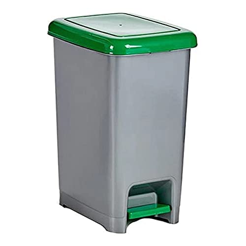 Kipit Treteimer, 40 Liter, 42,5 x 31 x 55,5 cm, silbergrau/grün von Kipit