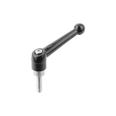 KLEMMHEBEL GR.4 M12X50 ZINK, SCHWARZ SEIDENMATT, KOMP:EDELSTAHL von Kipp