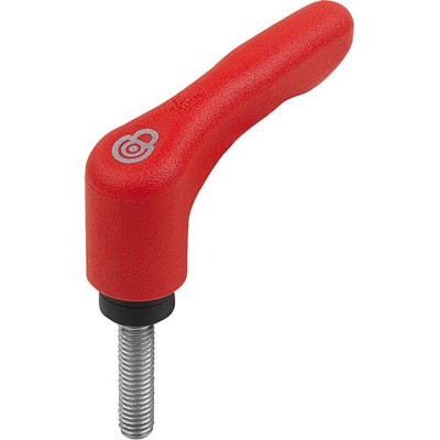 KLEMMHEBEL MIT SICHERHEITSFUNKTION GR.1 M04X20, KUNSTSTOFF ROT RAL3020, KOMP:EDELSTAHL von Kipp
