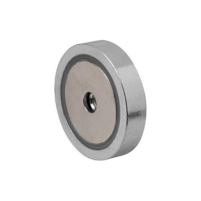 MAGNET FLACHGREIFER D1=M05 H=8 NDFEB, RUND, KOMP:STAHL, D=40 von Kipp