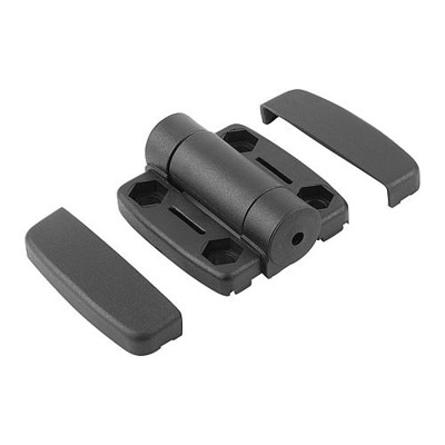 SCHARNIER MIT EINSTELLBARER FRIKTION 73,5X56, THERMOPLAST SCHWARZ, KOMP:EDELSTAHL, A1=22,75, A2=22,75, von Kipp