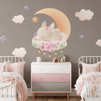 Wandtattoo Hase Für Kinderzimmer, Abnehmbares Einzigartiges Dekor Neutrales Babypartygeschenk Sie, Einweihungsgeschenk Mutter von KiraArtDecals