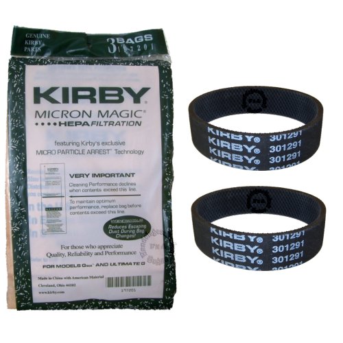 Kirby Original Micron Magic HEPA 3er Pack + 2 Riemen für G3 G4 G5 G6 G7 G8 G10 Sentria (197201+301291) von Kirby