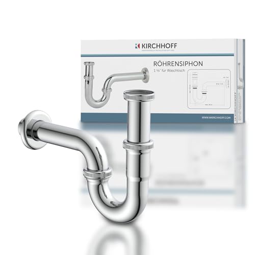 KIRCHHOFF 98801110 Röhrensiphon Siphon, Abfluss, Ablaufgarnitur für Waschbecken und Waschtisch, Geruchsverschluss, Abflussrohr, 1 Stück von Kirchhoff