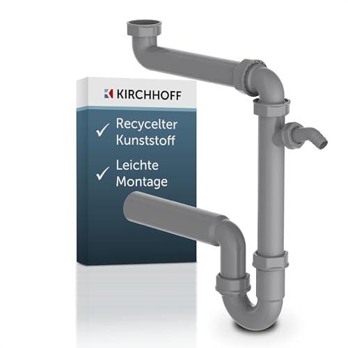 KIRCHHOFF ECO-SAVE Raumspar Siphon Küchenspüle, Abfluss für Spüle Küche aus recyceltem Kunststoff, Ablaufgarnitur mit Anschluss für Waschmaschine oder Geschirrspüler 98833649, Grau KIRCHHOFF ECO-SAVE Raumspar Siphon Küchenspüle, Abfluss für Spüle Küche aus recyceltem Kunststoff, Ablaufgarnitur mit Anschluss für Waschmaschine oder Geschirrspüler 98833649, Grau von Kirchhoff