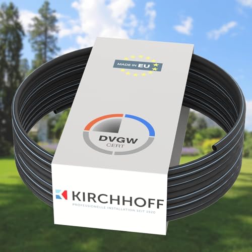 Kirchhoff Wasserleitung für Gartenbewässerung 20 mm x 50 m | PE Rohr für Sprinklersystem | Verlegerohr HDPE | DVGW | Trinkwasserleitung | Made in EU von Kirchhoff