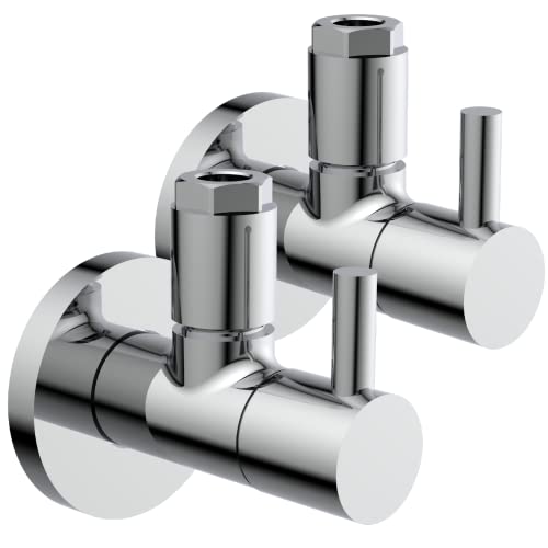 Kirchhoff 98166110-2 Design Universal Eckventil 2er-Set mit Schnellverschluss, Doppelpack Eckregulierventil für Kalt- und Warmwasserleitungen, Chrom von Kirchhoff