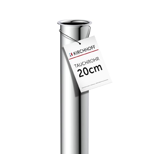 Kirchhoff 98848018 Tauchrohr für Siphon 20cm Chrom, Rohr Verlängerung 200mm für Flaschensiphon und Röhrensiphon, 1 1/4 Zoll, extralanges Zusatzrohr für Waschbecken Abfluss, Edelstahl Ablauf von Kirchhoff