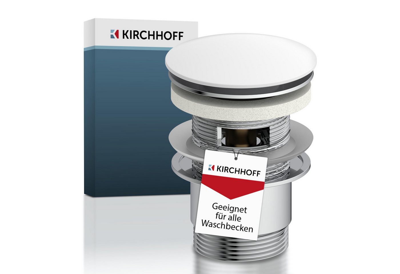 Kirchhoff Ablaufventil Design-Ablaufventil mit Überlauf, Ablauf Senkrecht, [1 1/4", Packung, Ablaufventil für Waschbecken & Waschtisch, Pop Up Ventil, Push-Open Kirchhoff Ablaufventil Design-Ablaufventil mit Überlauf, Ablauf Senkrecht, [1 1/4", Packung, Ablaufventil für Waschbecken & Waschtisch, Pop Up Ventil, Push-Open von Kirchhoff