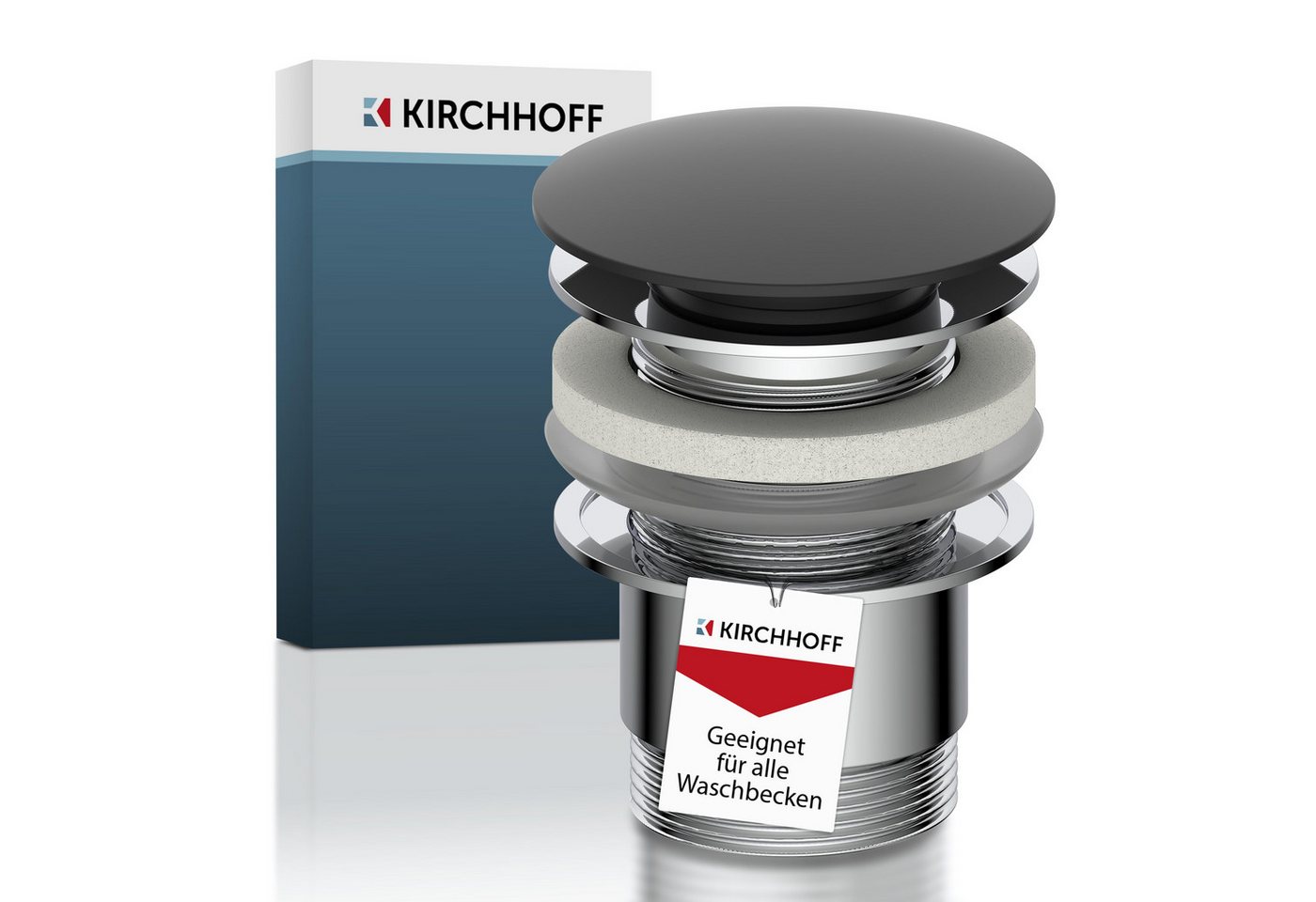 Kirchhoff Ablaufventil Design-Ablaufventil mit Überlauf, Ablauf Senkrecht, [1 1/4", Packung, Ablaufventil für Waschbecken & Waschtisch, Pop Up Ventil, Push-Open Kirchhoff Ablaufventil Design-Ablaufventil mit Überlauf, Ablauf Senkrecht, [1 1/4", Packung, Ablaufventil für Waschbecken & Waschtisch, Pop Up Ventil, Push-Open von Kirchhoff