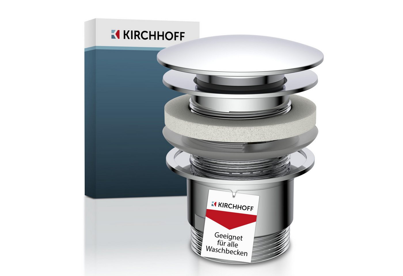 Kirchhoff Ablaufventil Design-Ablaufventil mit Überlauf, Ablauf Senkrecht, [1 1/4", Packung, Ablaufventil für Waschbecken & Waschtisch, Pop Up Ventil, Push-Open Kirchhoff Ablaufventil Design-Ablaufventil mit Überlauf, Ablauf Senkrecht, [1 1/4", Packung, Ablaufventil für Waschbecken & Waschtisch, Pop Up Ventil, Push-Open von Kirchhoff