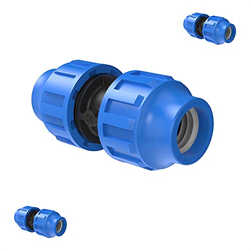 Kirchhoff Fitting Verbindungsstück Kunststoff 20 x 20 mm für HDPE Rohr 3 Stück im Set Verschiedene Größen DVGW geprüft Trinkwasserqualität Made in EU, Schwarz, 20 mm HDPE Fitting von Kirchhoff