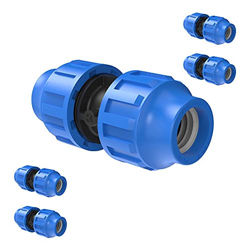 Kirchhoff Fitting Verbindungsstück Kunststoff 25 x 25 mm für HDPE Rohr 5 Stück im Set Verschiedene Größen DVGW geprüft Trinkwasserqualität Made in EU, Schwarz, 25 mm HDPE Fitting von Kirchhoff