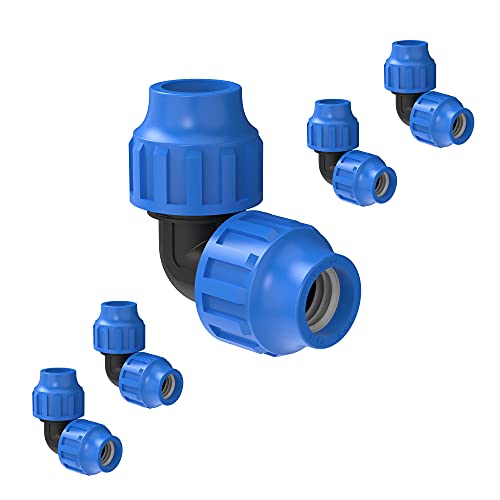 Kirchhoff Fitting Verbindungswinkel 90 Degree Kunststoff 32 x 32 mm für HDPE Rohr 5 Stück im Set Verschiedene Größen DVGW geprüft Trinkwasserqualität Made in EU, Schwarz, 32 mm HDPE Fitting von Kirchhoff