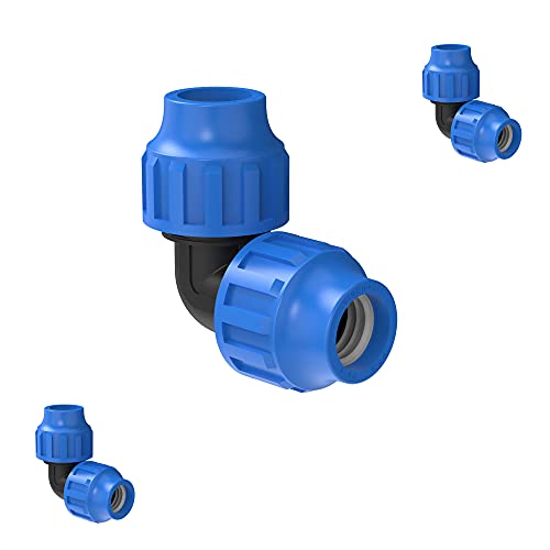 Kirchhoff Fitting Verbindungswinkel 90° | Kunststoff | 32 x 32 mm | für HDPE Rohr | 3 Stück im Set | Verschiedene Größen | DVGW geprüft | Trinkwasserqualität | Made in EU, Schwarz, 32 mm, 984845317-3 von Kirchhoff