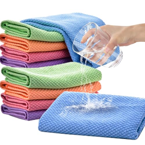 Kirdume Poliertuch, Glasgewebe-Scheuerlappen, Streifenfreie Putzlappen, Haushaltsreinigungstuch für Spiegel, Autos, Wasserhähne, Schränke, Tassen von Kirdume