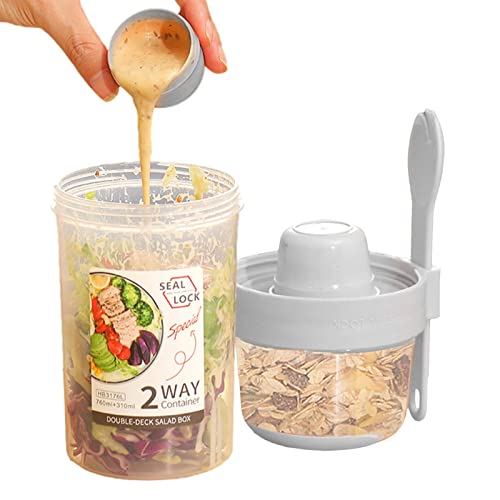 Kirdume Salatshaker,Keep Fit Shaker für Salatmahlzeiten mit Deckel und Gabel | 29/36 Oz Freshes Salatbecher mit Salatdressing-Halter, Salat-to-Go-Behälter für den Arbeitsweg von Kirdume