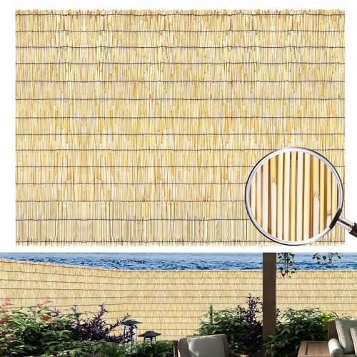Schilfrohrzaun Sonnenschutz Sichtschutz Garten Handgewebte Windschutzmatten Langlebiger Atmungsaktiver Schatten Vor Blicken Schattiert Objekte Für Balkon Offene Terrasse Und Gartenzäunen(Natural) von KireiBamboo