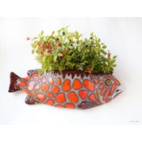 Keramik Wandvase Für Blumen, Fisch Wanddeko, Handgemachte Wand Montierbare Pflanzenvase, Personalisiertes Geschenk, Wohndekor, Auf Bestellung von KirillovShop