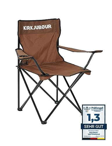 Kirkjubøur® Njörd Campingstuhl Outdoor Faltbarer, Leichter Klappstuhl ideal für Amgeln Festivals Garten Camping und Balkon (Braun) von Kirkjubøur