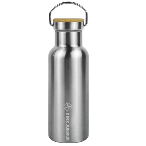 Kirkjubøur® "Eisur Edelstahl Trinkflasche mit Teesieb - Robust, umweltfreundlich und auslaufsicher - Perfekt für Outdoor-Abenteuer - BPA-frei (0,5 L) von Kirkjubøur