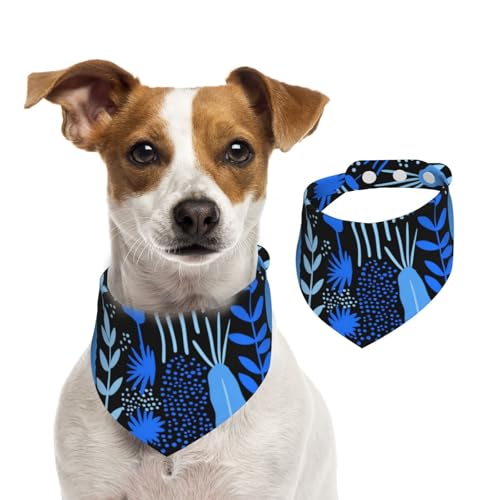 Hundehalstuch für kleine, mittelgroße und große Hunde, abstrakte blaue Pflanze, Dreieckstuch für Mädchen oder Jungen von Kirrowe