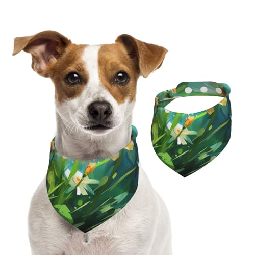 Hundehalstuch mit Blumen und Fischen, für kleine, mittelgroße und große Hunde, Dreieckstuch für Mädchen oder Jungen von Kirrowe