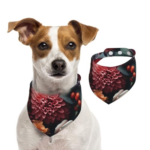 Hundehalstuch mit Blumen und Früchten für kleine, mittelgroße und große Hunde, Dreieckstuch für Mädchen oder Jungen von Kirrowe