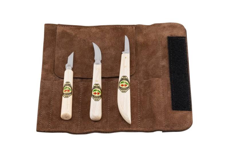 Kirschen Allzweckmesser Kirschen Schnitzmessersatz in Velourleder-Rolltasche, Küchenmesser, Kochmesser von Kirschen